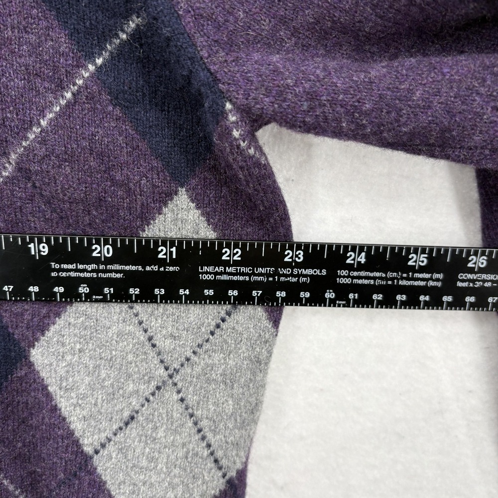 Brooks Brothers Sweater Mens Extra Large Purple Argyle Scottish Lambswool V Neck - Picture 8 of 11